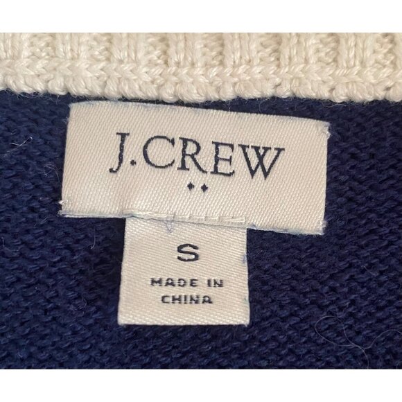 J. Crew Blue, White and Green Color Block 100% Cotton 1/4 Zip Sweater S - Picture 5 of 6